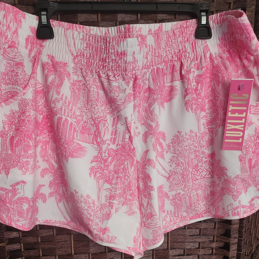 Lilly Pulitzer Luxletic Pink and White Patterned Shorts